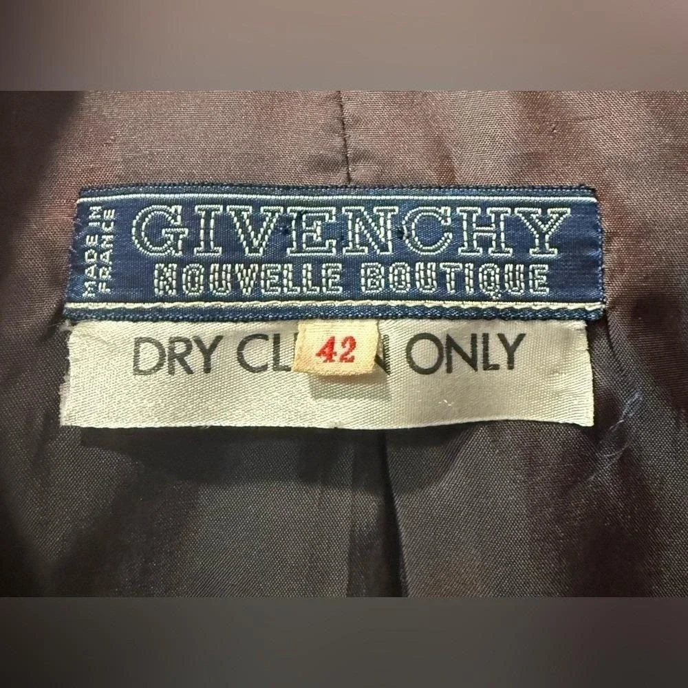 Givenchy‎ Boutique Vintage Wool Blend Skirt Suit Red Black Check 10 / 12